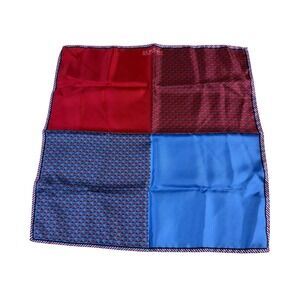 J.Z. Richards Silk Pocket Square Red Blue Donkey Print Made in Italy